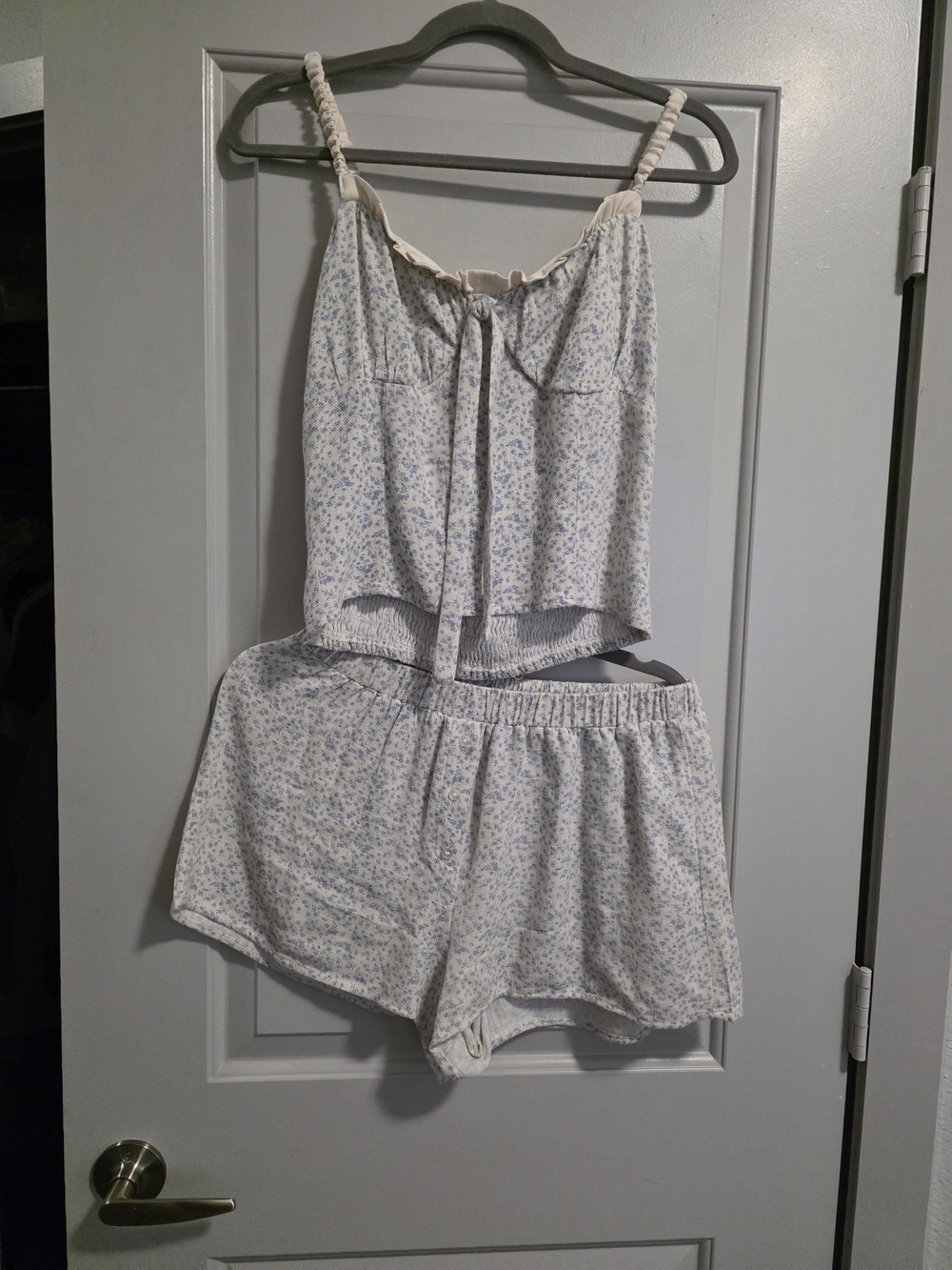 Sienna Sky Blue Floral Cotton Cami & Shorts Pajama Set